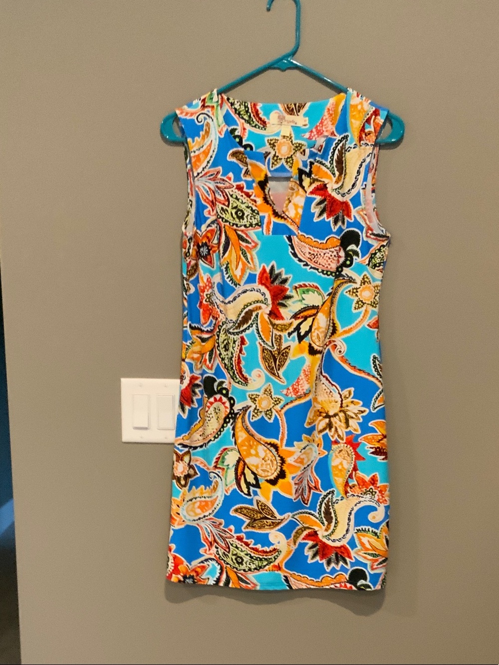Aryeh Turquoise Multicolor Paisley Sleeveless Mini Dress